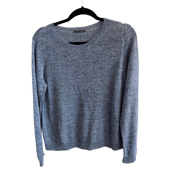 EILEEN FISHER 100% Linen Blue Sweater Minimalist Quiet Luxury Boxy Capsule M - Picture 2 of 5